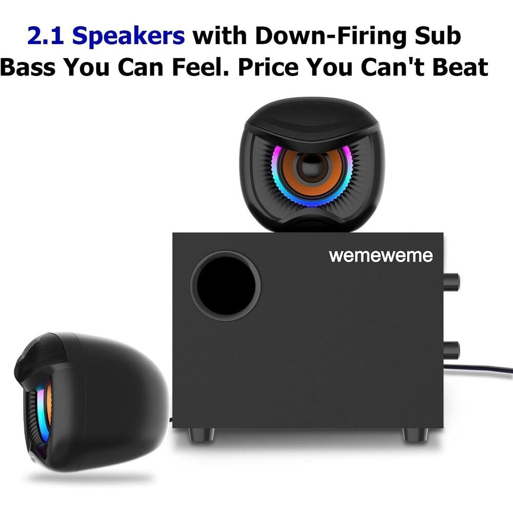 Computer Speakers, PC Speakers with Subwoofer, 2.1 Gaming Speakers for Desktop - Picture 2 of 7